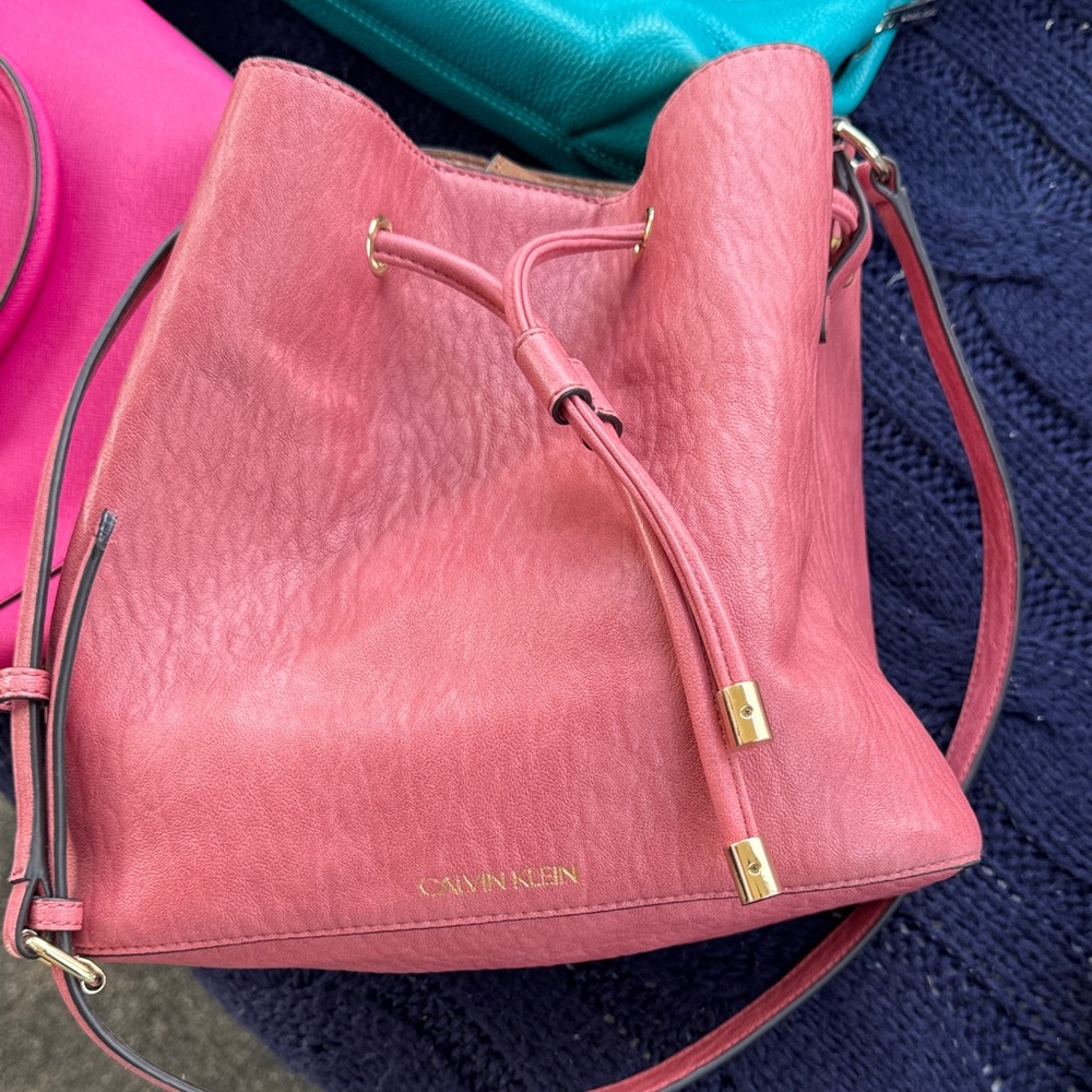 Calvin Klein Rose Pink Leather Shoulder Bag